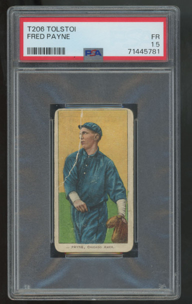 1911 T206 Fred Payne Tolstoi Cigarettes Back PSA 1.5