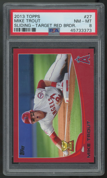 2013 Topps Mike Trout Sliding Target Red Border #27 PSA 8