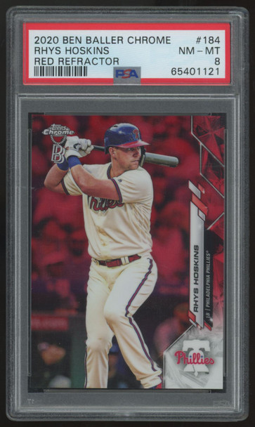 2020 Topps Chrome Ben Baller Rhys Hoskins Red Refractor /5 #184 PSA 8