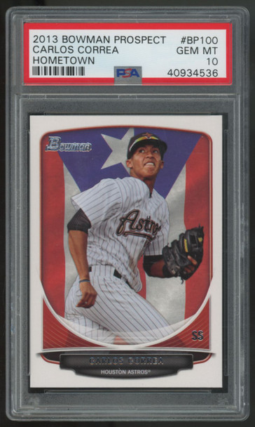 2013 Bowman Prospect Carlos Correa Hometown #BP100 PSA 10