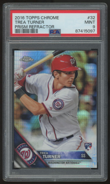 2016 Topps Chrome Trea Turner RC Prism Refractor #32 PSA 9