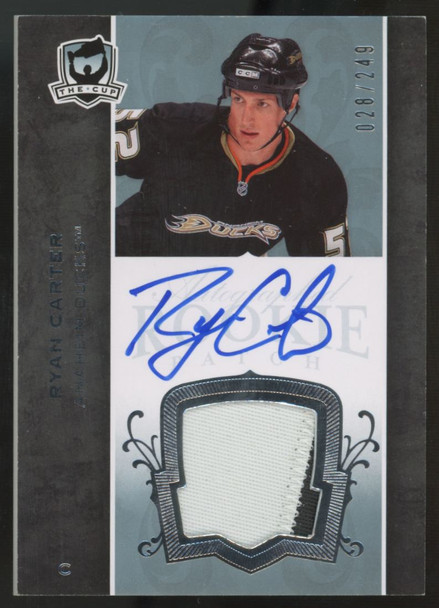 2007-08 Upper Deck The Cup Ryan Carter RC Patch Auto RPA /249 #163 "A"