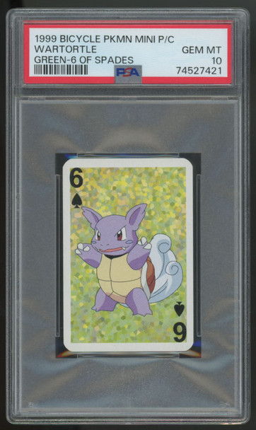 1999 Bicycle Pokemon Mini Wartortle Green 6 of Spades PSA 10
