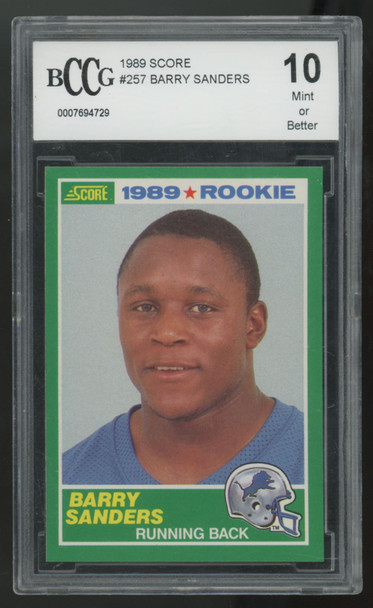 1989 Score Barry Sanders RC #257 BCCG 10