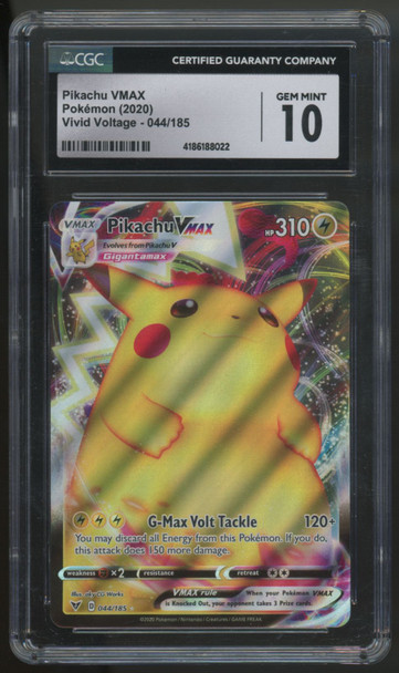 2020 Pokemon Pikachu VMAX Vivid Voltage Full Art #044 CGC 10
