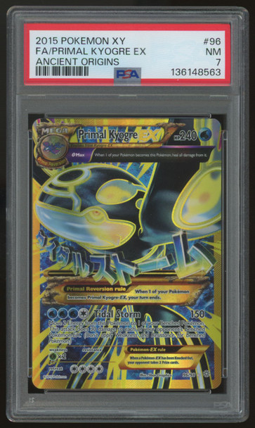 2015 Pokemon Primal Kyogre EX Ancient Origins Full Art #96 PSA 7