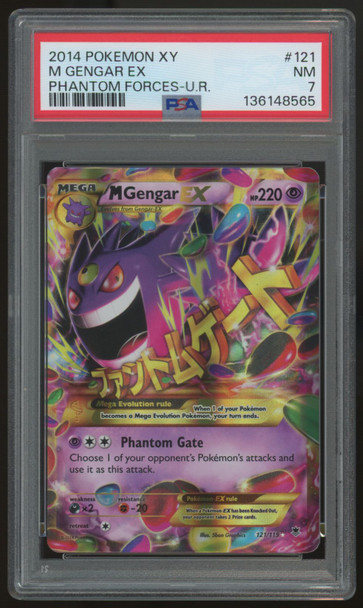 2014 Pokemon M Gengar EX Phantom Forces Ultra Rare #121 PSA 7