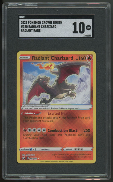 2023 Pokemon  Radiant Charizard Crown Zenith Holo #020 SGC 10