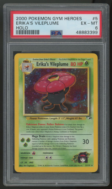 2000 Pokemon Erika's Vileplume Gym Heroes Unlimited Holo #5 PSA 6