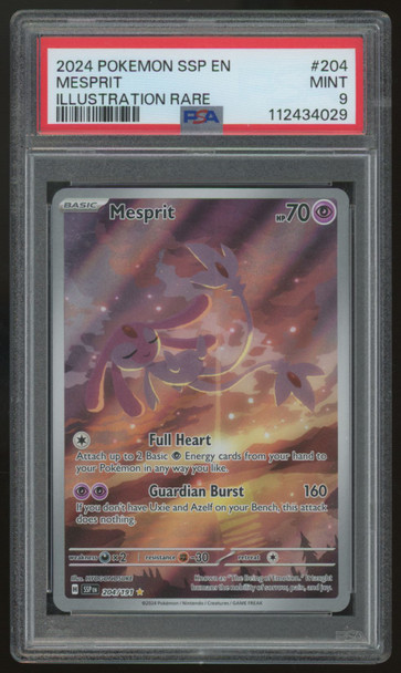2024 Pokemon Mesprit Surging Sparks Illustration Rare #204 PSA 9