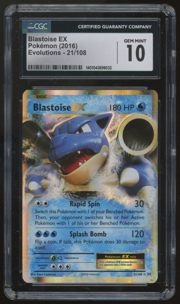 2016 Pokemon Blastoise EX Evolutions Holo #21 CGC 10 (B)