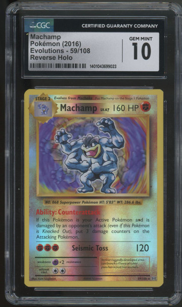 2016 Pokemon Machamp Evolutions Reverse Holo #59 CGC 10