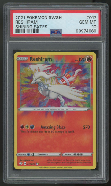 2021 Pokemon Reshiram Shining Fates Amazing Rare #017 PSA 10