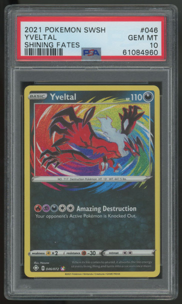 2021 Pokemon Yveltal Shining Fates Amazing Rare #046 PSA 10