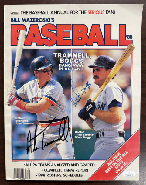 Alan Trammell Wade Boggs Signed Autographed '88 Mazeroski Baseball Magazine JSA