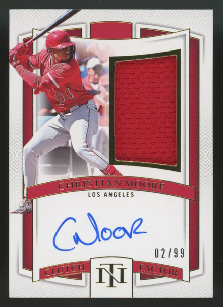 2025 National Treasures Christian Moore Red Clutch Factor Patch /99 #CF-CHM