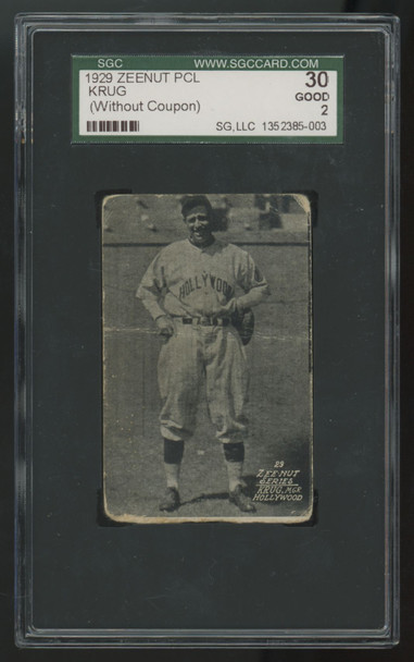 1929 Zee Nut PCL Marty Krug (Without Coupon) Oscar Vitt Error SGC 2