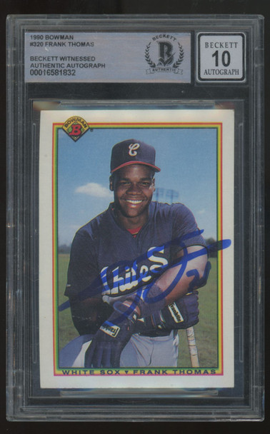 1990 Bowman Frank Thomas RC Signed Auto #320 BGS Authentic Auto 10