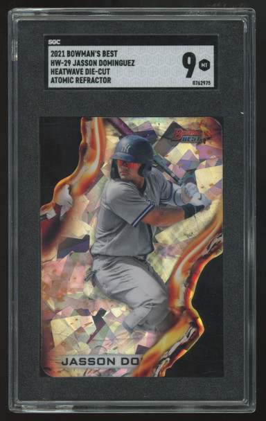 2021 Bowman's Best Jasson Dominguez Heat Wave Die-Cut Atomic Refractor SGC 9