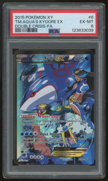 2015 Pokemon Team Aqua's Kyogre EX Double Crisis Full Art #6 PSA 6
