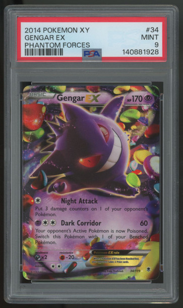 2014 Pokemon Gengar ex Phantom Forces Holo #34 PSA 9