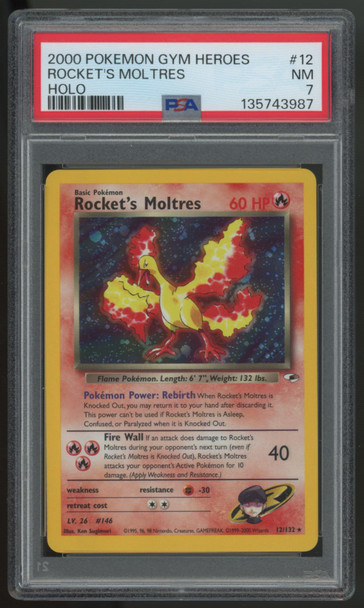 2000 Pokemon Rocket's Moltres Gym Heroes Holo #12 PSA 7