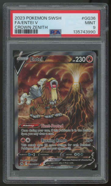 2023 Pokemon Entei V Crown Zenith Full Art #GG36 PSA 9