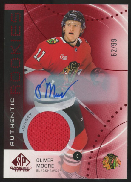 2025-26 Upper Deck SP Game Used Oliver Moore RC Red Patch Auto RPA /99 #AR-OM