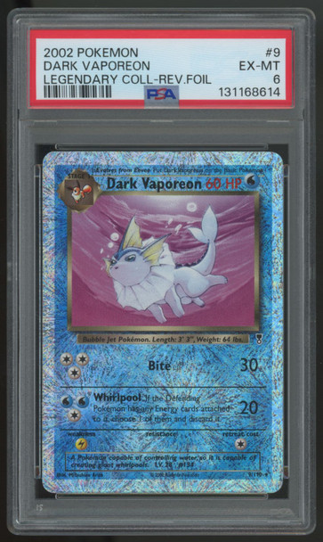 2002 Pokemon Dark Vaporeon Legendary Collection Reverse Holo #9 PSA 6