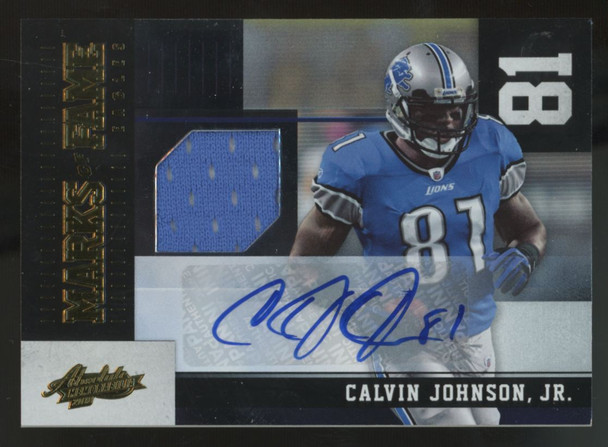 2010 Panini Absolute Calvin Johnson Jr. Marks Of Fame Gold Patch Auto /10 #5