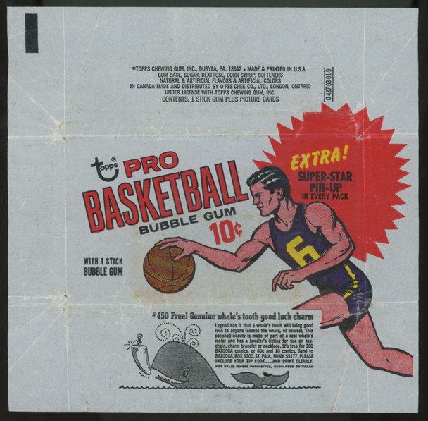 1969-70 Topps Basketball Wrapper (Whale Tooth Version)