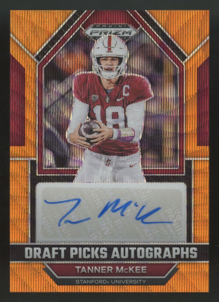 2023 Panini Prizm Draft Tanner McKee Orange Wave Auto /5 #DPA-TAM