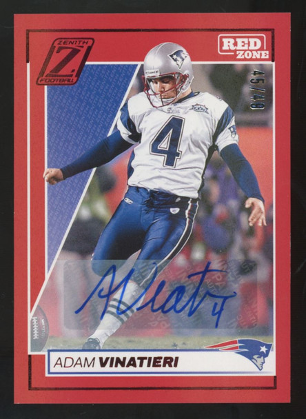 2024 Panini Zenith Adam Vinatieri Red Zone Auto /49 #68
