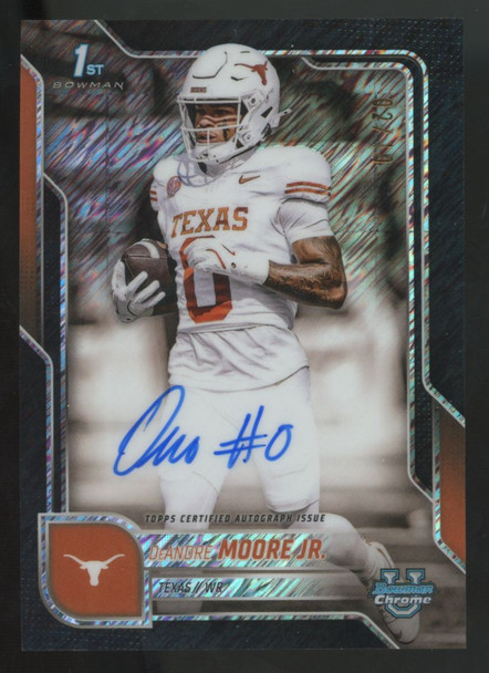 2025 Bowman Chrome U DeAndre Moore Jr. 1st Black Shimmer Auto /10 #BCA-DEM