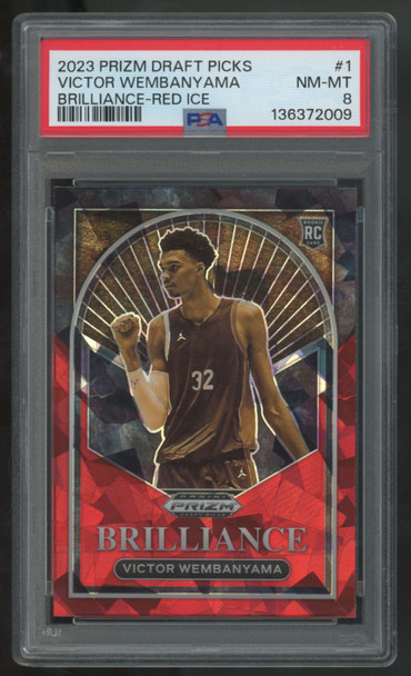 2023 Panini Prizm Draft Victor Wembanyama RC Brilliance Red Ice #1 PSA 8