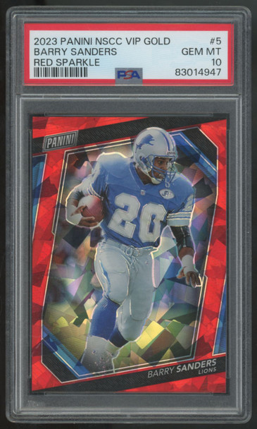 2023 Panini The National VIP Barry Sanders Red Sparkle /199 #5 PSA 10