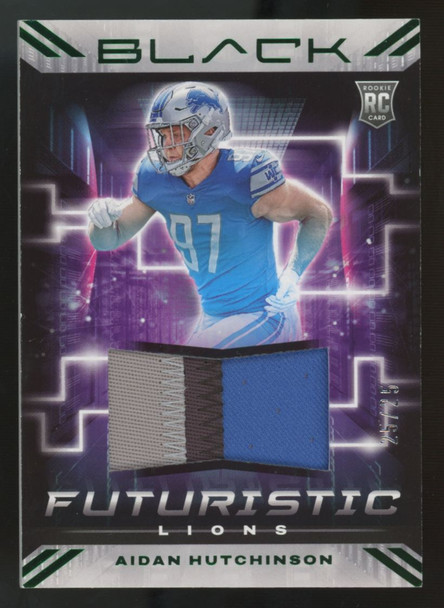 2022 Panini Black Aidan Hutchinson RC Emerald Futuristic Patch /25 #FUT-AHU