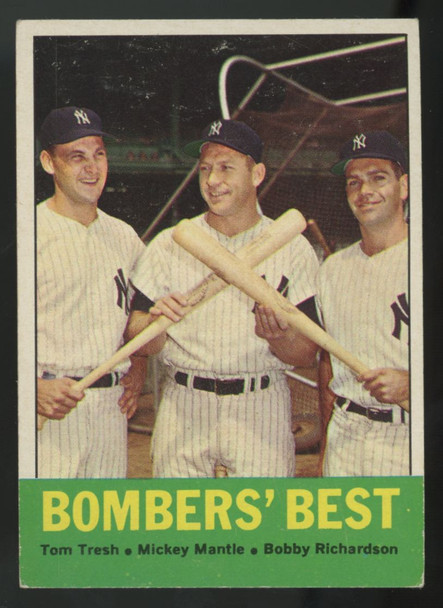 1963 Topps  TomTresh/Mickey Mantle/Bobby Richardson Bombers' Best #173 VG/EX