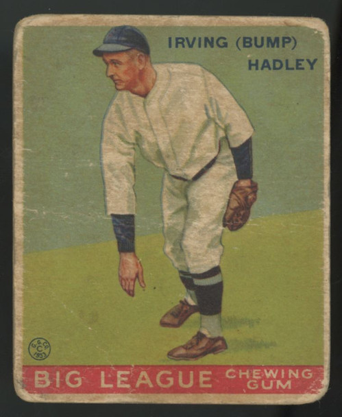 1933 Goudey Irving "Bump" Hadley Big League Gum #140 Poor