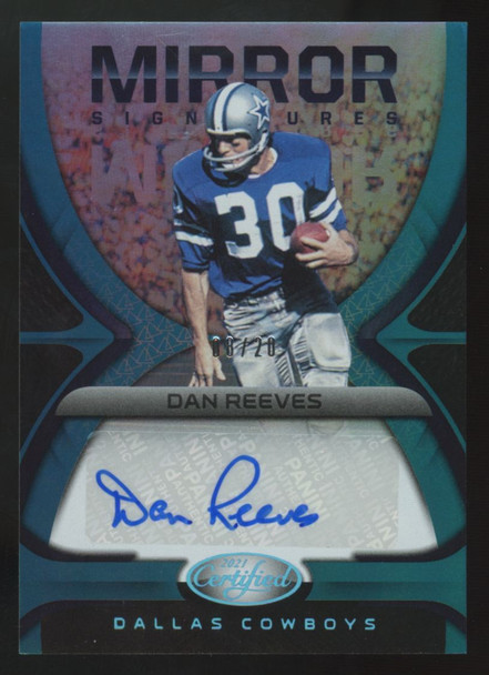 2021 Panini Certified Dan Reeves Teal Mirror Auto /20 #MS-DR