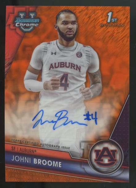 2023-24 Bowman Chrome U Johni Broome 1st Prospect Orange Shimmer Auto /25