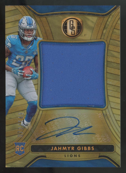 2023 Panini Gold Standard Jahmyr Gibbs RC Jumbo Patch Auto RPA /149 #RAJ-12