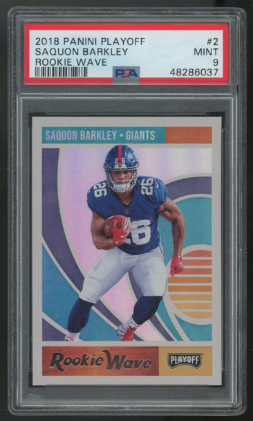 2018 Panini Playoff Saquon Barkley RC Rookie Wave #2 PSA 9