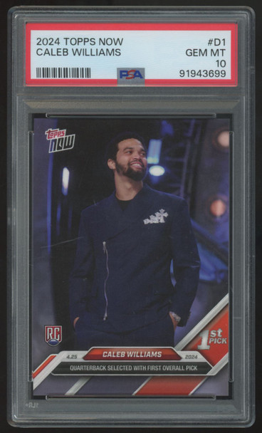 2024 Topps Now Caleb Williams RC 1st Overall Pick #D-1 PSA 10