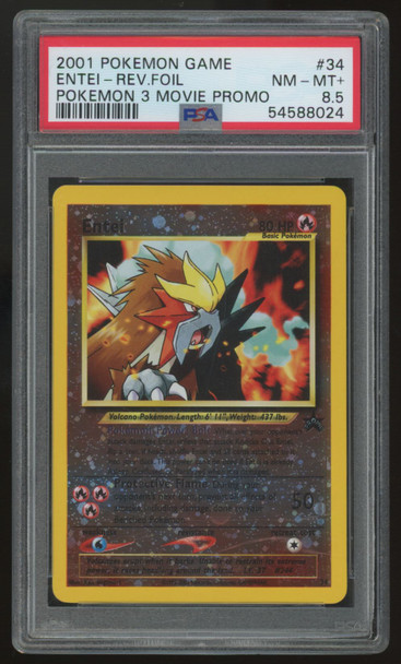 2001 Pokemon Entei Reverse Holo Movie Promo #34 PSA 8.5