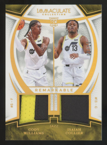 2024-25 Panini Immaculate Williams/Collier RC Gold Remarkable Dual Patch /10