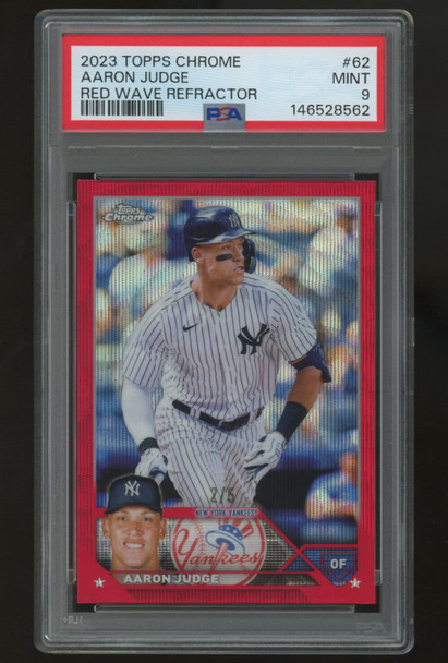 2023 Topps Chrome Aaron Judge Red Wave Refractor /5 #62 PSA 9