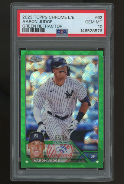 2023 Topps Chrome Logofractor Aaron Judge Green Refractor /99 #2 PSA 10