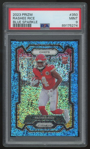 2023 Panini Prizm Rashee Rice RC Blue Sparkle /96 #350 PSA 9