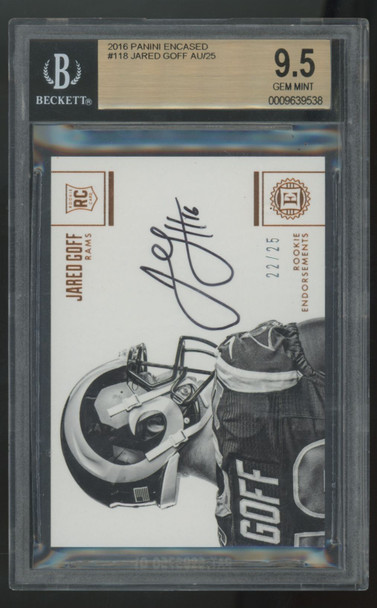 2016 Panini Encased Jared Goff RC Endorsements Auto /25 #118 BGS 9.5 9